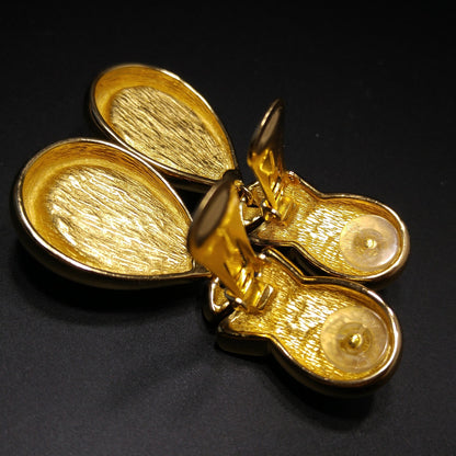 Vintage Christian Dior Large Faux Pearl Dangle Clip Earrings, Gold Plated, 1980s