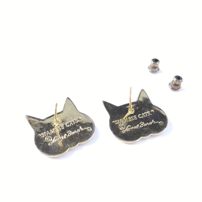 Laurel Burch "Siamese Cats" Post Earrings, 1980s Vintage Jewelry