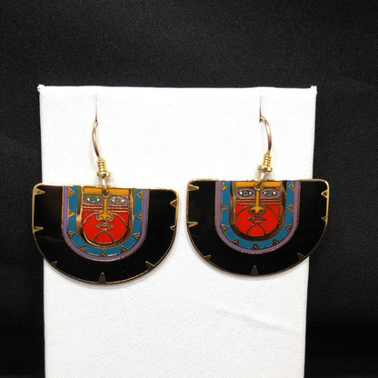 Vintage Laurel Burch "Kubera" Dangle Earrings, Gold Plated