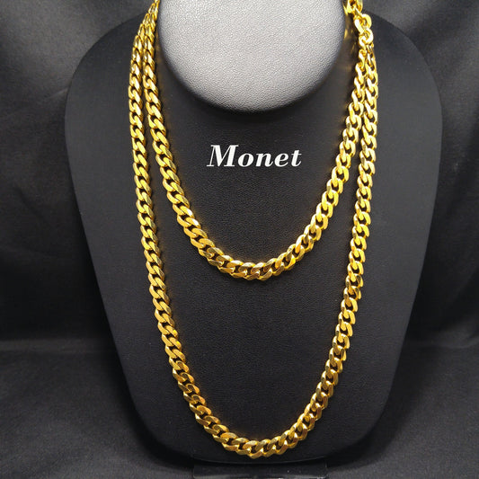 Monet Cuban or Curb Chain 36" Necklace, Gold Plated, 1980s Vintage Jewelry