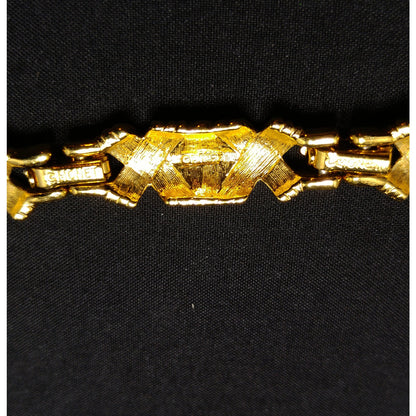 Monet Cream Enamel Link Necklace, Gold Plated, 1980s Vintage Jewelry