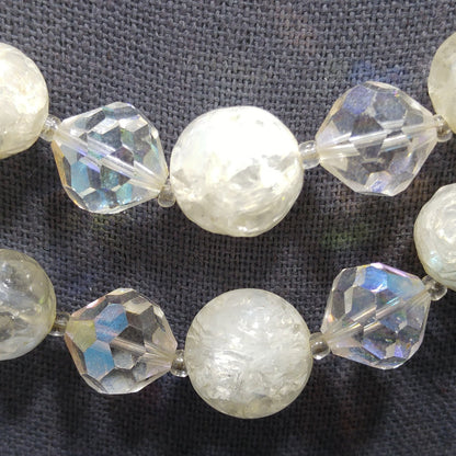 Laguna Crystal Bead Faux Crackle Glass Necklace, Lucite Beads, 1950s Vintage Jewelry