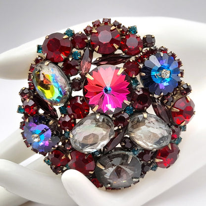 Vintage Red Rhinestone Margarita Brooch - Statement Piece