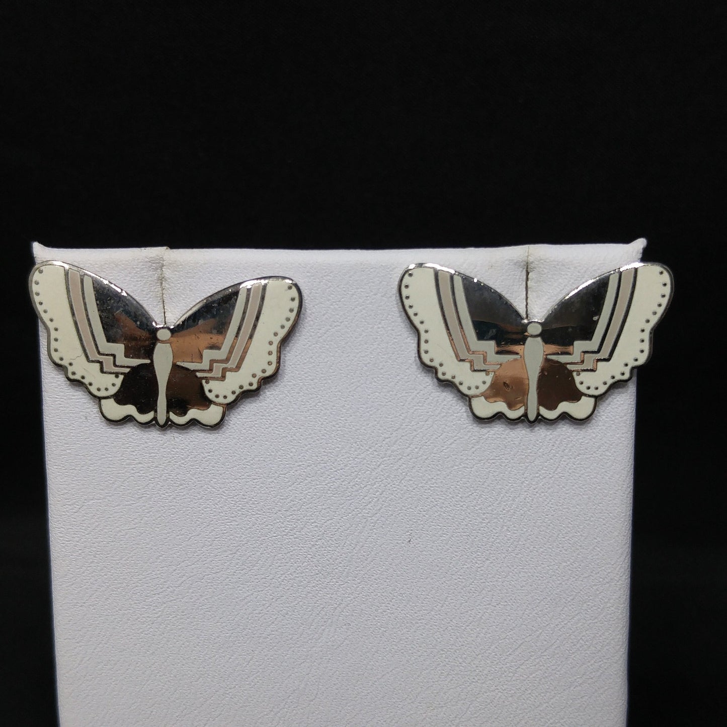 Laurel Burch "Papillon" Post Earrings, Butterfly Cloisonné Enamel, 1980s Vintage