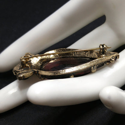 Miracle Purple Rhinestone Cabochon Brooch, 1950s Vintage Jewelry