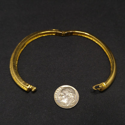 Vintage Christian Dior Clear Rhinestone Hinged Bracelet, Gold Plated