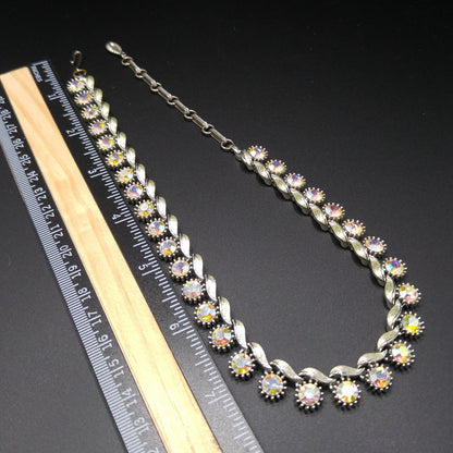 Lisner Aurora Borealis Rhinestone Necklace, 1960s Vintage Jewelry