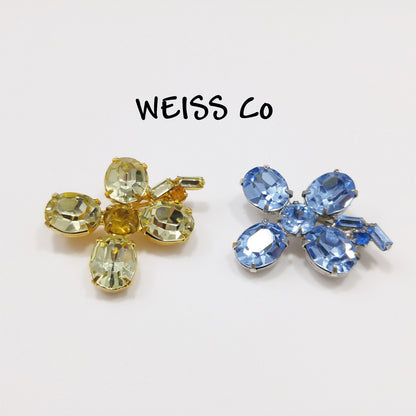 Vintage Weiss Two Set Crystal Brooches, 1947 Signed Weissco 1940 Vintage Jewelry