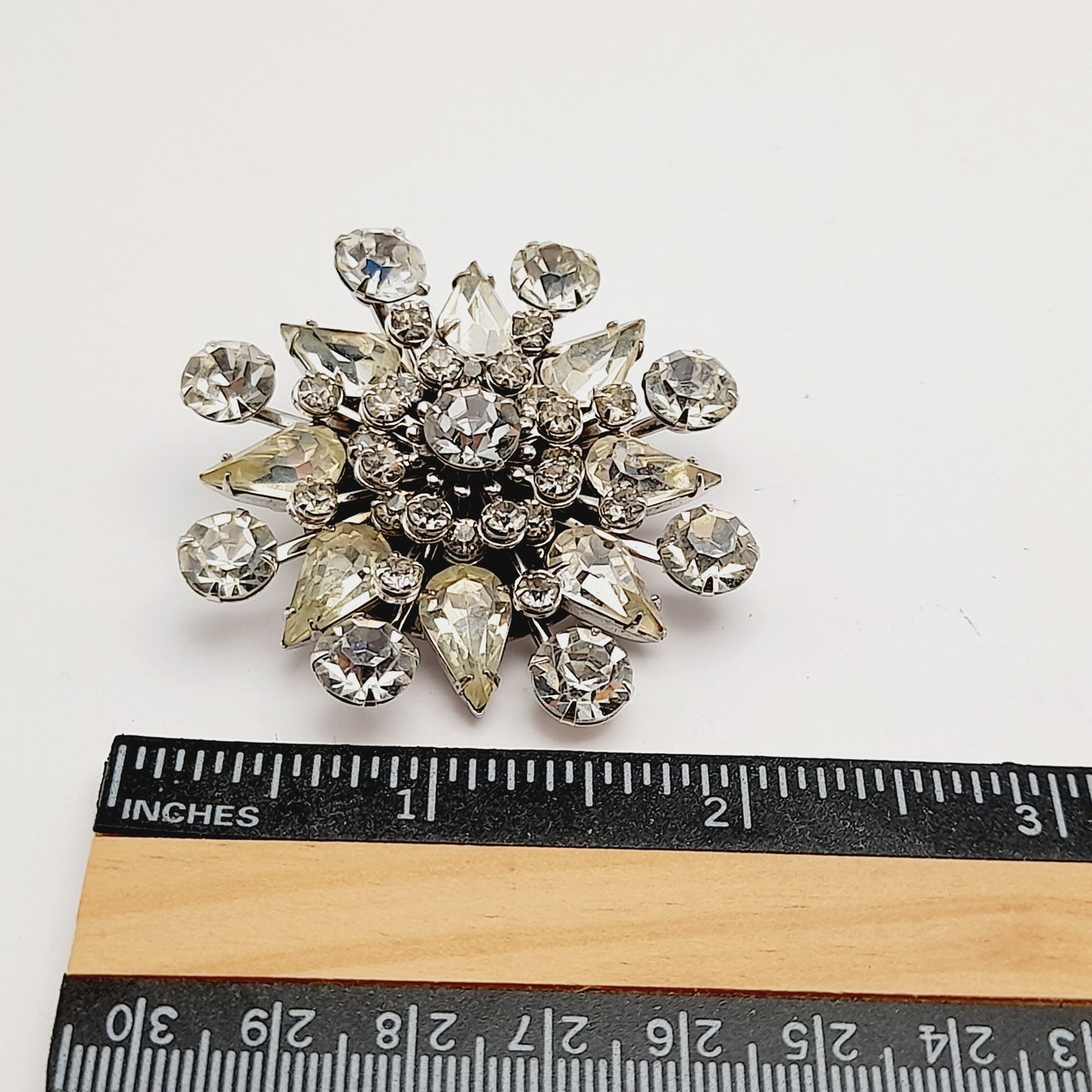 Vintage 1950s Unsigned Wedding Brooch, Riveted Three Dimensional Flower Pin