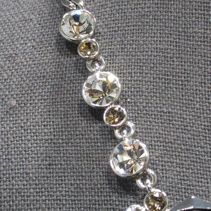 Givenchy Smoky Rhinestone Choker Necklace – 1990s Vintage Jewelry, Rhodium Plated Adjustable Length 16–19 Inches