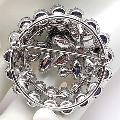 Vintage Sherman Blue Aurora Borealis Rhinestone Brooch