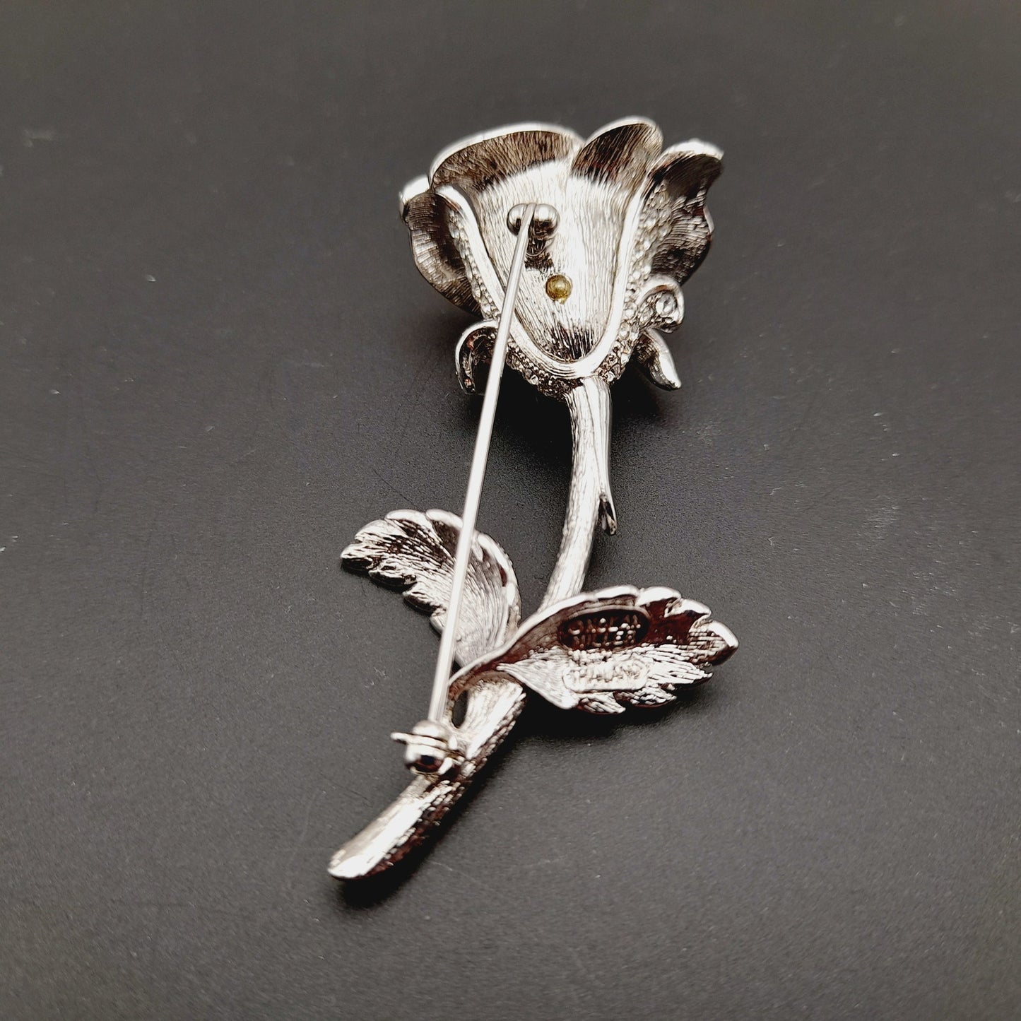 Vintage Nolan Miller Anniversary Rose Pave Crystal Rhinestone Pin Brooch