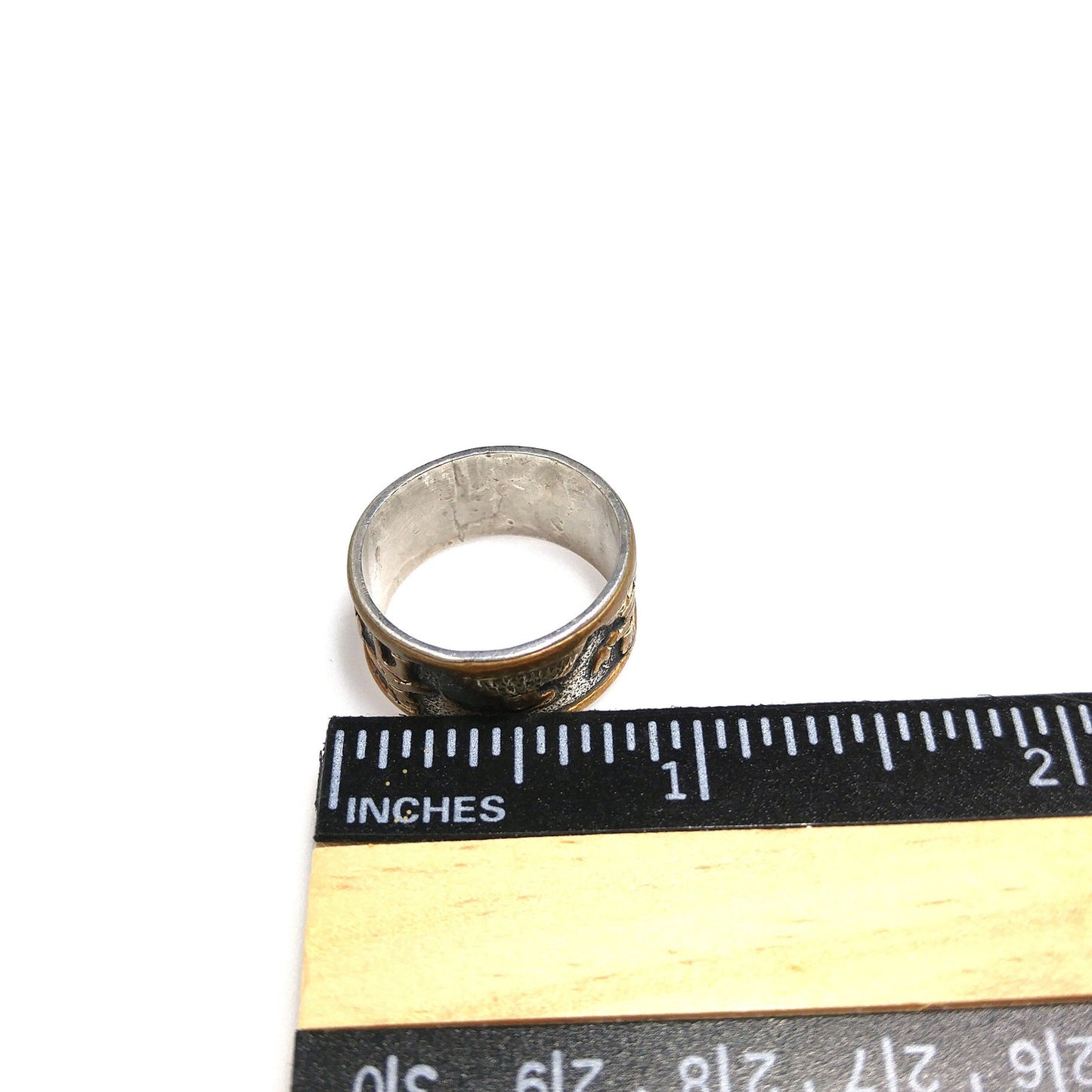 Floyd & Lloyd Becenti Navajo Ring, US Size 8 1/2, Gold Fill Sterling, 1990s Vintage Jewelry