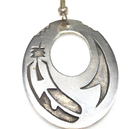 Silver Navajo Handmade Earrings, Unknown Mark, Vintage Jewelry