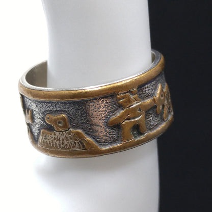 Floyd & Lloyd Becenti Navajo Ring, US Size 8 1/2, Gold Fill Sterling, 1990s Vintage Jewelry