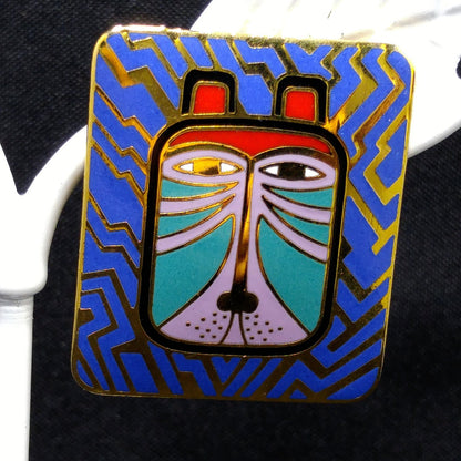Laurel Burch "Toshio" Post Earrings, Gold Plated & Enamel Cloisonné, 1980s Vintage Jewelry