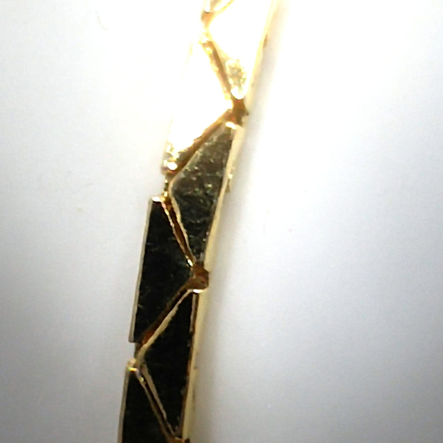 Christian Dior Clear Rhinestone Bracelet, Gold Plated, Triangle Chain, 1980s Vintage Jewelry
