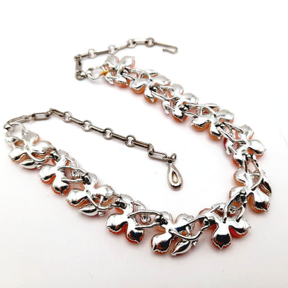Vintage Lisner Pink Rhinestone Lucite Floral Choker