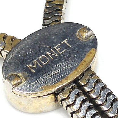 Mid Century MONET Collar Necklace, Tassel Down Back & Two Clasps, Gold Plated, 1950s Vintage Jewelry