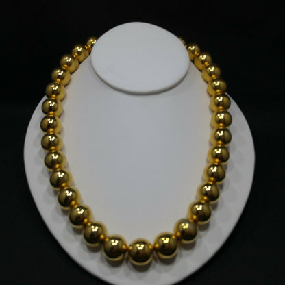 Vintage Monet Gold Plated Beaded Necklace 15mm Beads 1950s–1960s