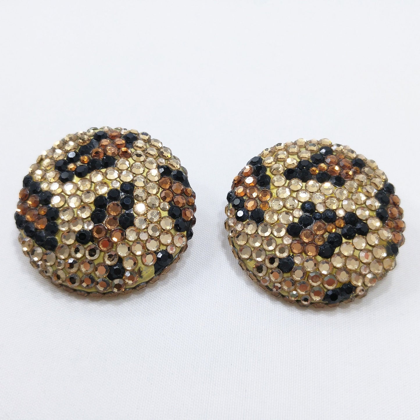 Vintage Richard Kerr 1980s Statement Earrings – Swarovski Crystal Animal Print