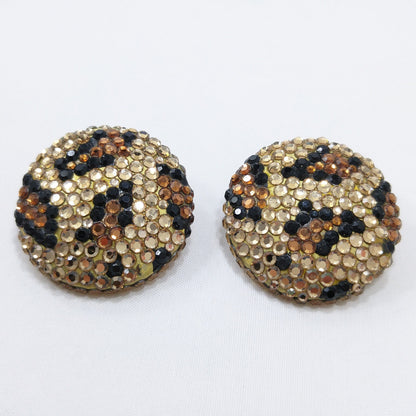 Vintage Richard Kerr 1980s Statement Earrings – Swarovski Crystal Animal Print