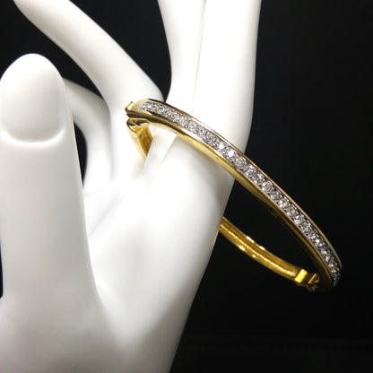 Vintage Swarovski Gold Plated Bangle Bracelet with Crystal Rhinestones, Swan Logo