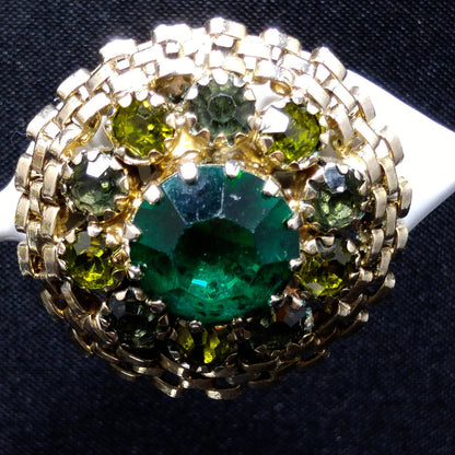 Weiss Emerald Green Rhinestone Earrings, Peridot Rhinestones, 1950s Vintage