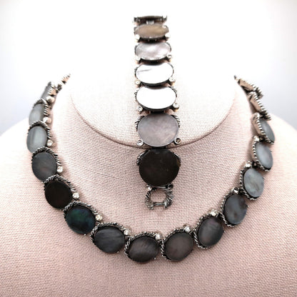Vintage Lisner Mother of Pearl Necklace Bracelet Set, 1960s
