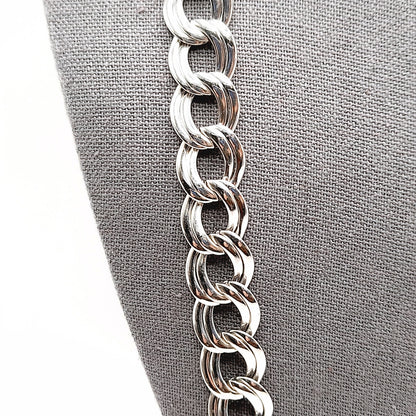 Vintage Monet Rhodium Plated Chunky Silver Tone Chain Necklace, 26 Inches