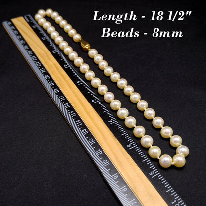 Ciner Hand Knotted Japanese Faux Pearl Necklace, Seed Pearl Clasp, 1960s Vintage Jewelry