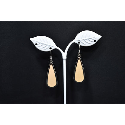 Laurel Burch Beige & Silver Tone Earrings, Gold Plated, 1980s Vintage Jewelry