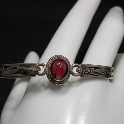 Silver Tourmaline Bracelet, Stamped 925, 1970s Vintage Bracelet