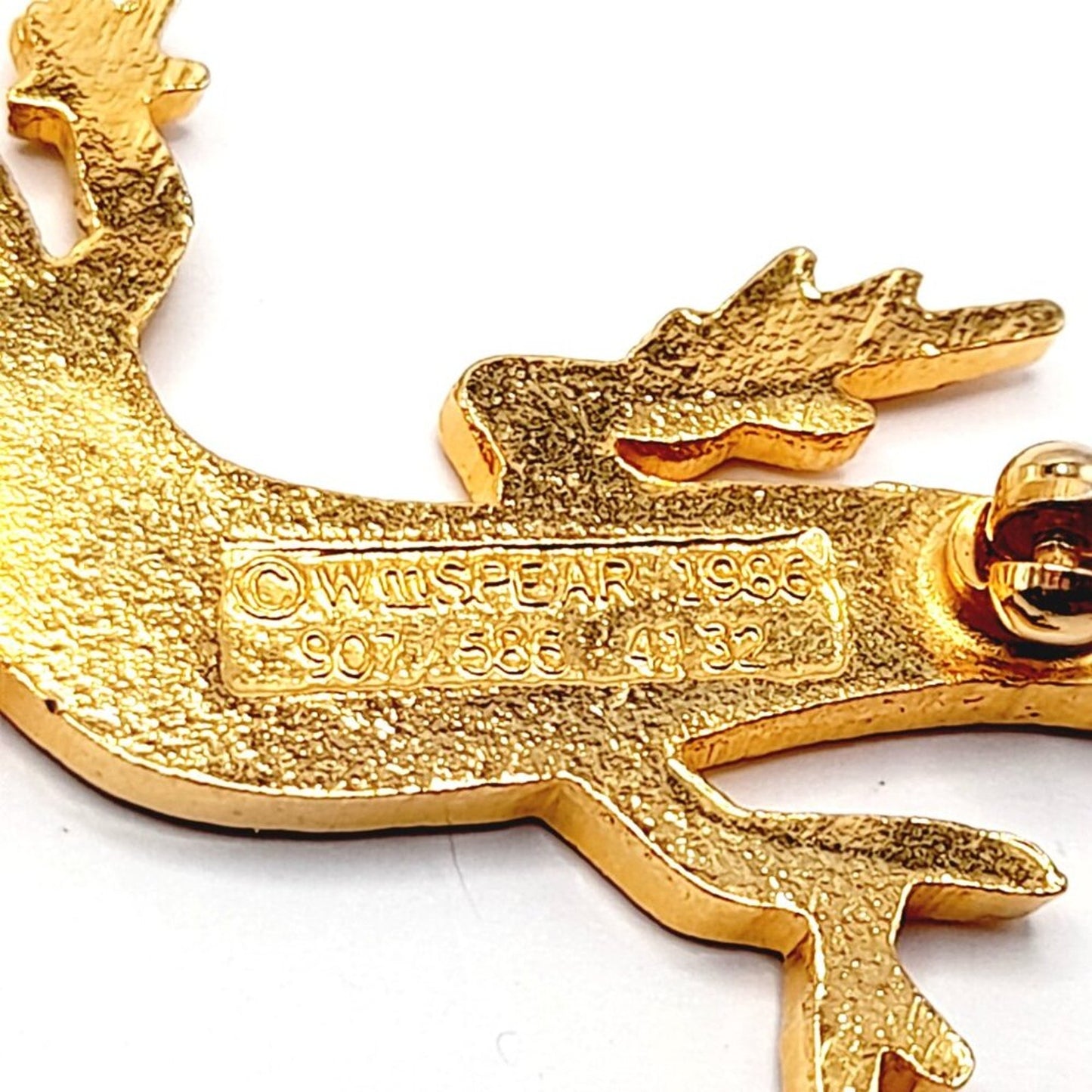 Vintage Blue Enamel Lizards Brooches - Pair - Signed Wm Spear 1986 - 2 3/8 Inch