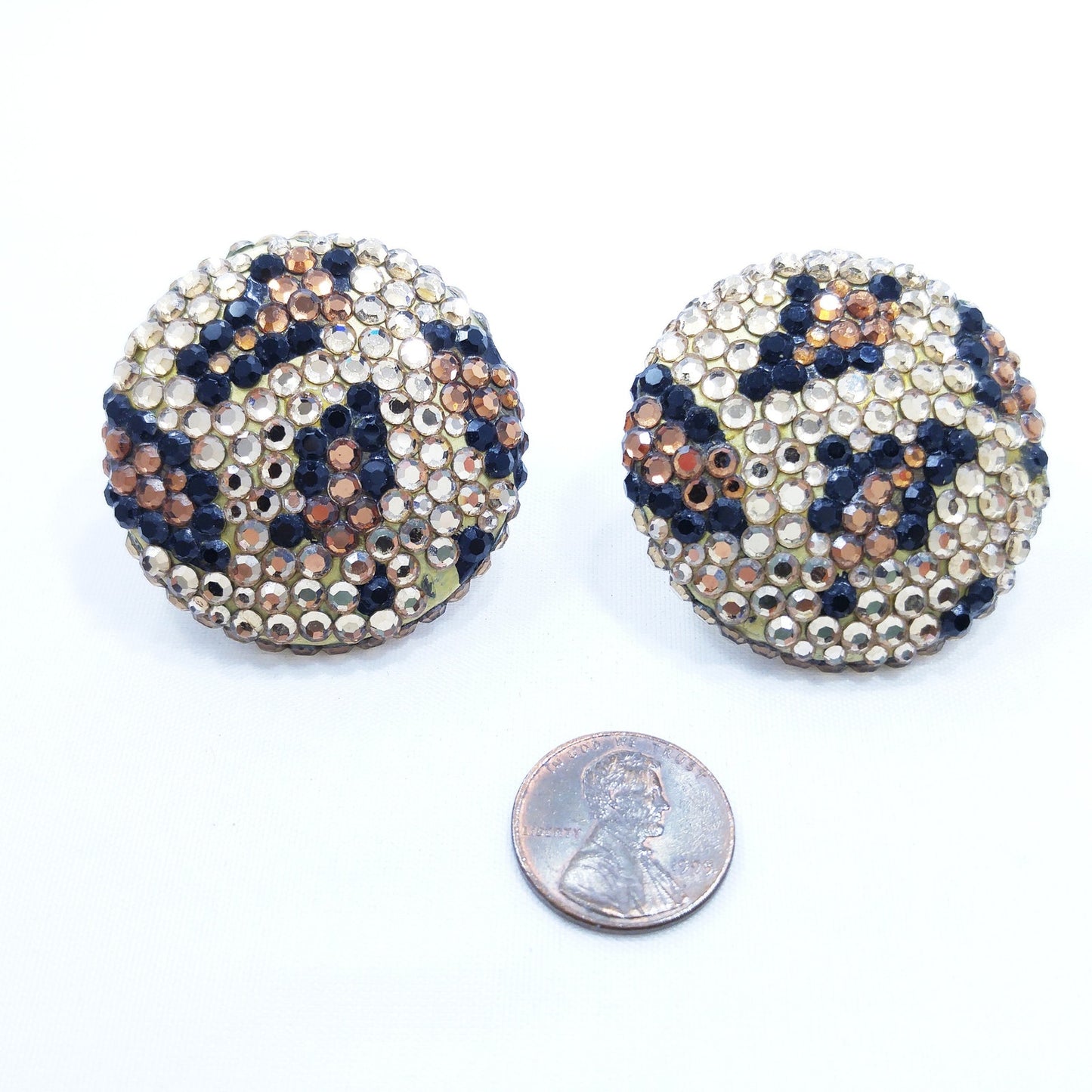 Vintage Richard Kerr 1980s Statement Earrings – Swarovski Crystal Animal Print