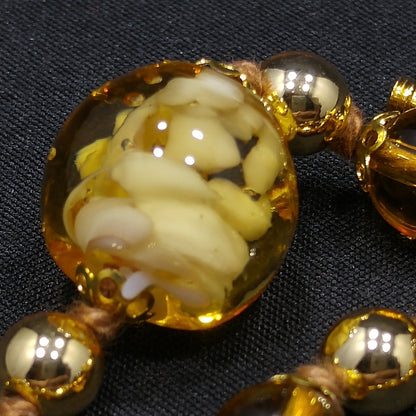 Vintage Murano Glass Necklace – Hand Blown Venetian Floral Beads, Aventurine, 1960s