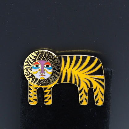 Laurel Burch "Tigre" Brooch, Gold Plated Lion Tiger Pin, 1980s Vintage Jewelry