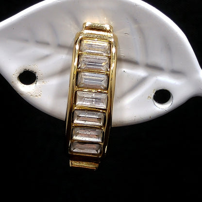 Vintage Christian Dior Half Hoop Baguette Rhinestone Clip Earrings