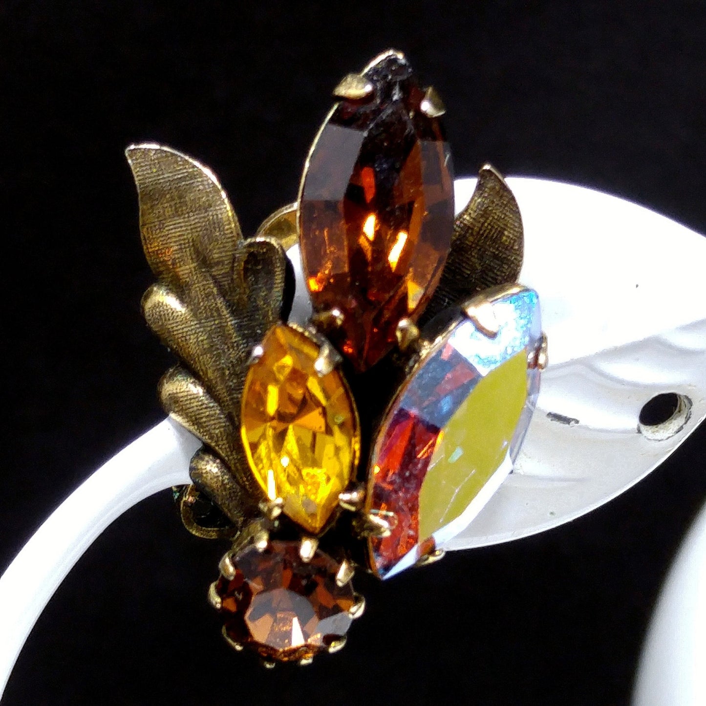 Regency Topaz Brooch Earrings Set, 1950s Vintage Jewelry