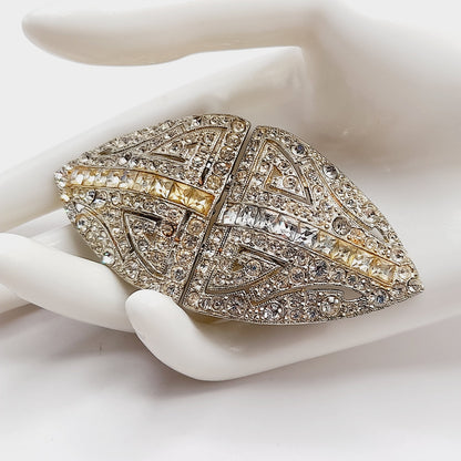 Coro Duette Rhinestone Brooch, Art Deco Dress Clips, Patent 1798867