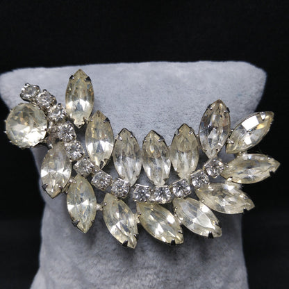 Weiss Clear Floral Spray Brooch, Wedding Jewelry, 1960s Vintage Jewelry