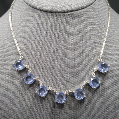 Swarovski Swan Logo Necklace, Blue Lavender Crystals, Art Deco Style Vintage