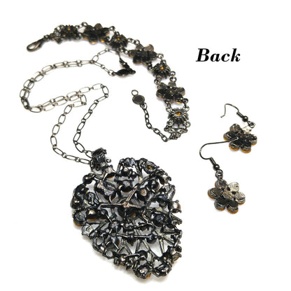 Austrian Crystal Lavender Necklace Bracelet Earrings Set, Ear Wire Earrings, Vintage Jewelry
