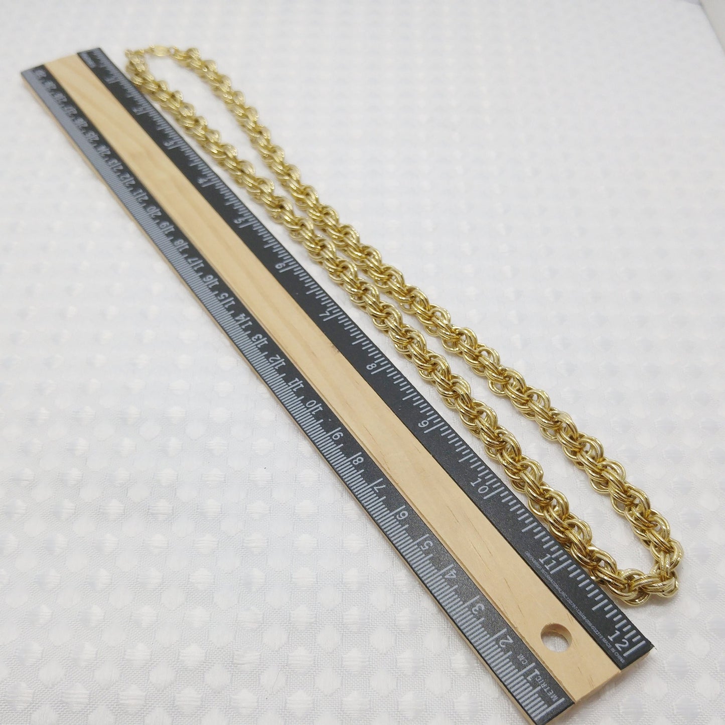 Trifari TM Rolo Rope Chain Necklace, Gold Plated, 1990s Vintage Jewelry