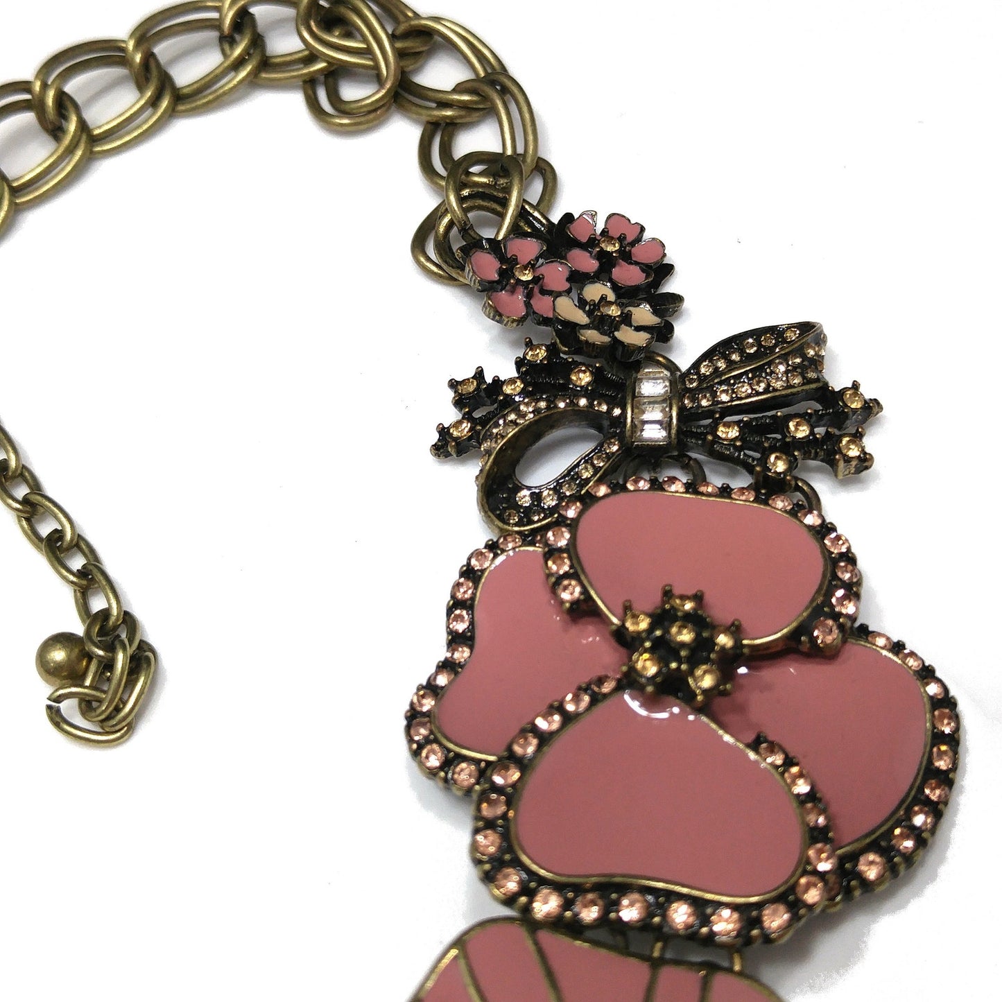 Vintage Ciner for Joan Rivers Pink Enamel Necklace, Classic Collection, 1990s