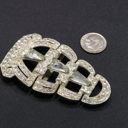 Vintage Clear Rhinestone Ladies Belt Buckle, Pot Metal, 1930s Vintage Accessories