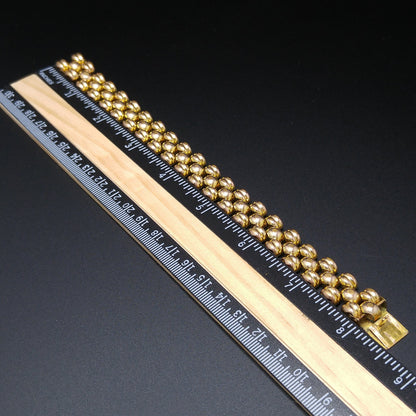 Switzerland Gold Bonded Link Bracelet, Plaque Orl, 2C Microns, 1960s Vintage Jewelry