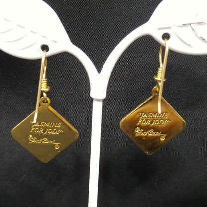 Vintage Laurel Burch "Jasmine For Jodi" Earrings, Pink Flower Gold Plated, 1980s
