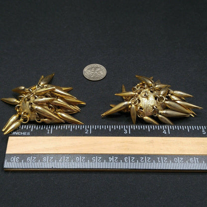 Hattie Carnegie Atomic Earrings, Gold Plated, Mid-Century Modern Vintage Jewelry