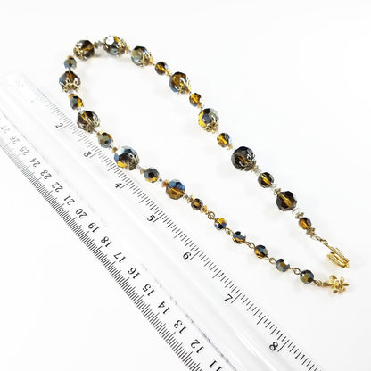 Vendome Necklace Aurora Borealis Mink Brown Swarovski Crystal Single Strand